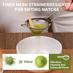 Matcha Whisk Set, 7 Pcs Matcha Kit with Matcha Bowl, Spout, Whisk and Holder, Bamboo Scoop and Stainless Steel Sifter, Japanese Matcha Set for Ceremony, Gift for Matcha Lover