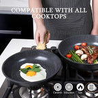 GiPP Ceramic Nonstick Frying Pan with Lid - 12 Inch Healthy Non-Toxic Non Stick Skillet Omelette Pans, Induction Compatible Chef Pan, PFAS & PFOA-Free, Dishwasher Safe, Stay Cool Handles