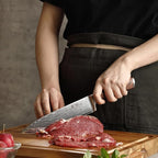 Wakoli EDIB 6-Piece Damascus Knife Block Set – Professional Japanese Style Kitchen Knives with Magnetic Acacia Block | Genuine Damascus Steel Blades with VG10 Core | Ergonomic Pakkawood Handles