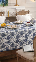 patdrea Designer Vintage Blue Floral Tablecloth for Square Table,Linen Paisley Breathable Pattern Table Cloth,Home Cover Decor for Kitchen Dining Christmas,Thanksgiving,67"x67"-Lantang a