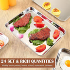 meekoo 24 Pcs Baking Sheet Pan Cookie Sheet Set for Oven Stainless Steel Trays Nonstick Small Serving Tray Cake Toaster Metal Food Trays, Oven and Dishwasher Safe(12 x 9.5 x 1 Inch)