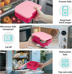 TinyPalsa Bento Box for Kids with 10oz Thermos, Durable Lunch Box with Leak Proof Insulated Food Jar, 3 Compartments with Portable Handle for Ages 3+, Dishwasher Safe, Ideal for School, Travel (Pink)