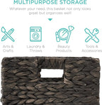 Best Choice Products 13x13in Pack of 5 Cube Storage Baskets, Water Hyacinth Multipurpose Collapsible Organizers, Handwoven Laundry Totes for Laundry, Living Room, Kids Room & Nursery - Black