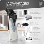 Borner V6 Exclusive Line V-Mandoline Slicer 8-in-1 Pro-Set, Stainless Steel Vegetable Cutter with Safety Insert, Slice Insert, 2 Blade Inserts