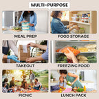 Klex 16 Oz, 50 Sets Meal Prep Containers with Airtight Lids, BPA Free, Reusable Plastic Food Container, 16 oz, Rectangular, Black/Clear, 50 Sets