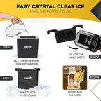 2.4" Patterned Clear Ice Cube Maker – Premium Textured Square Ice Mold with Hard Shell Case & Bonus Freezer Bag – Crystal Clear Ice with Lattice Detail for Whiskey & Cocktails