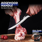 Butcher Knife Set 5PCS, Hand Forged Kitchen Knives Set Serbian Chef Knife Set, Meat Cleaver Boning Carving Knives Set for Home、Camping、BBQ