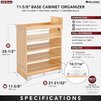 Rev-A-Shelf 11" Pull Out Storage Organizer for Base Kitchen/ Bathroom Cabinets w/ Soft-Close Full Extension Slides & Adjustable Shelves, 448-BCSC-11C