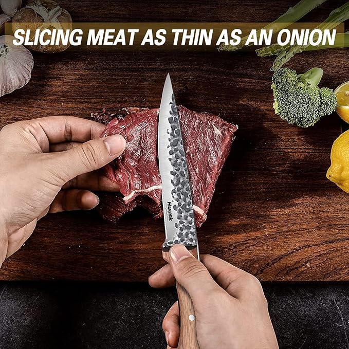 Huusk Knives from Japan, Boning Knife for Meat Cutting 6 inch, Butcher Knife for Brisket Trimming, Viking knife with Sheath, Full Tang Kitchen Utility Knife, Gift for Fathers