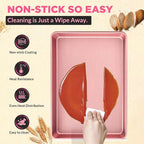 Saker nonstick baking sheet pan set,Multi-Use Non-Stick Baking Pan Set, Stackable Carbon Steel Cookie Sheets for Even Baking, Roasting & Meal Prep, Oven Safe & Easy Clean (pink)