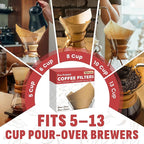 Pre-Folded Unbleached Cone Coffee Filters – Premium Canadian-Imported Thick Paper, Compatible with CHEMEX Pour-Over Coffee Makers (240)