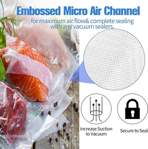 200 Vacuum Sealer Bags For Food, 8x12 Inch Thick BPA Free Vacuum Sealer Storage Bags, Compatible with All Vac Machines, Food Saver, Seal a Meal, Weston, Commercial Grade Precut Prep Sous Vide Bags