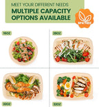 100 Piece (50 Pack) Meal Prep Containers with Lids,32 oz Resuable Cornstarch Material Salad Containers, Plant-based Lunch Boxes, Plastic Take Out Bowls BPA Free, Microwave Freezer Safe, Stackable
