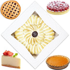 BAKELUV Pie Boxes for 9 Inch Pie | White, 50 Pack | 9x9x2.5 Bakery Box with Window, 9x9 Cookie Box, 9 Inch Pastry Boxes with Window Bulk, Cake Boxes, Auto Pop Up