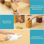 Vtopmart Glass Food Storage Jars, 7 Pack Kitchen Containers with Airtight Bamboo Wooden Lids for Pasta, Cookies, Nuts, Coffee Beans, Cereal, Canisters Set for Flour, Pantry Organization, BPA Free