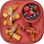 Madesmart Dipware Reusable Dining Plate/Serving Tray for Appetizers and Snacks, Food-Safe Appetizer Serving Platter with Removable Dip Bowl, Red