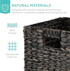 Best Choice Products 13x13in Pack of 5 Cube Storage Baskets, Water Hyacinth Multipurpose Collapsible Organizers, Handwoven Laundry Totes for Laundry, Living Room, Kids Room & Nursery - Black