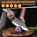 MDHAND 14PCS Professional Butcher Knife Set with Roll Bag, Heavy Duty Meat Cleaver, Boning Knife, Viking Knives, Hand Forged Chef Knife Set, Meat Cutting Knife for Kitchen, Gift for Men, BBQ, Camping
