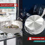 SUNHOUSE – 8 Inch / 20 cm Stainless Steel Frying Pan, Tri-Ply Stainless Steel Construction, PFOA-FREE, Stay-Cool Handle, Induction Compatible with All Cooktops, Dishwasher Safe