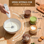 Milk Frother Handheld, Rechargeable Coffee Frother Wand with Stand, Electric Frother for Lattes, Cappuccinos, Matcha, Drinks, Espumador de Leche Electrico