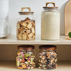Sweejar Large Glass Candy Jar with Wooden Lid, 1 Gallon Glass Canister with Airtight Lid for Sugar/Flour Storage - 1 Pack