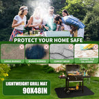 Large 90 x 48inches Under Grill Mats for Outdoor, Fireproof Griddle Mats for Deck Patio Lawn, Indoor Fireplace/Fire Pit Mat, Griddle Accessories Compatible with Blackstone