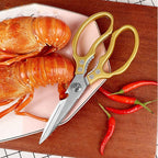 Kitchen Scissors, Heavy Duty Sharp Shears Dishwasher Safe, Kitchen Accessories Cooking Shears for Meat Chicken Fish Poultry Herb Bread (gold)