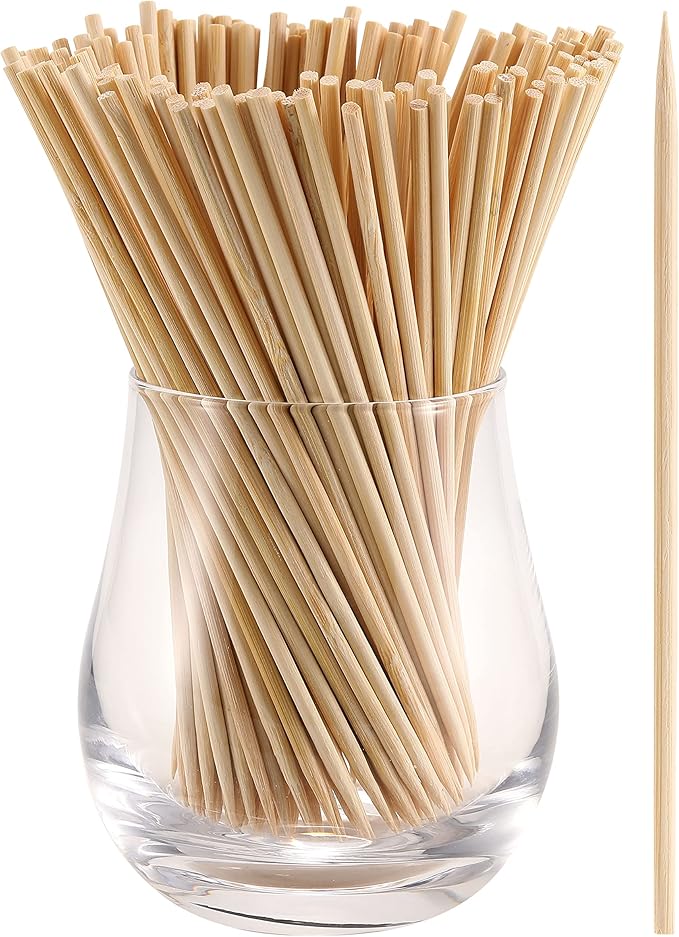 200 PCS Bamboo Skewers, 8 Inch Food Sticks for Appetizers, Fruit, Grilling Kebabs, Cocktail Picks for Drinks, Toothpicks Natural, Kitchen Gadget