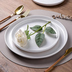 AmorArc Ceramic Dinnerware Sets for 6, 18 Pieces Handpainted Plates and Bowls Set with Rustic Terracotta Underside, Scratch Resistant Stoneware Dishes Set, Dishwasher & Microwave Safe, White