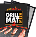 Grillaholics BBQ Mesh Grill Mat - Set of 2 Grill Mats Non Stick - Nonstick Grilling with More Delicious Smoky Flavor - Lifetime Manufacturer Warranty