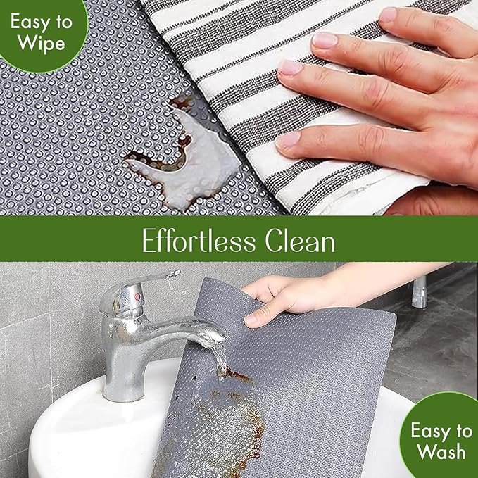 EVALAND 17.7" x 33 FT Non-Slip Shelf Liner, Non-Adhesive, BPA-Free, Waterproof Pantry Liner for Shelves, Easy to Cut, Oil-Proof Shelf Liners for Kitchen, Cabinets, Drawers, Refrigerator, Grey