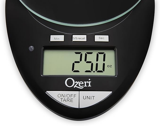 Ozeri Pro II Digital Kitchen Scale with Removable Glass Platform and Countdown Kitchen Timer (1 g to 12 lbs Capacity)