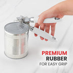 Zulay Kitchen Heavy Duty Stainless Steel Can Opener Manual with Large Bottle Opener - Manual Can Opener with Turn Knob with Soft Grip Handles - White