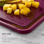 KitchenAid Classic Plastic Cutting Board with Perimeter Trench and Non Slip Edges, Dishwasher Safe, 8 x 10 inch, Beetroot