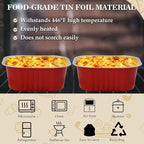 Baking Cups With Lids, BAKINGPAK 30PCS 10oz Square Mini Cake Pans With Lids Disposable Cupcake Containers Individual Cake Pans with Lids Mini Aluminum Pans with Lids for Children Party Birthday, Red