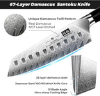 SHAN ZU Personalized Damascus Chef Knife 7 Inch, 67 Layers Damascus Steel 10Cr15CoMoV Sharp Kitchen Knife, Customized Gift for Father's Day, Mother's Day, Halloween, Christmas, Birthday, Wedding