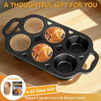 6 Cup Cast Iron Muffin Pan - Pre-Seasoned Nonstick Muffin Tin, Regular Size Cupcake Baking Pan