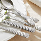 KINGSTONE 20-Piece Silverware Set, 18/10 Stainless Steel Flatware Set - Luxury Elegant Striped Cutlery with Dishwasher Safe, Durable for Family Dining, Catering, Weddings, Anniversaries Gift