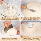 Non-Stick Oval Wood Pulp Banneton Bread Proofing Basket Set Of 2, Sourdough Banneton Basket Kit, Bread Making Tool Sourdough Starter Kit with Proofing Bowl, Cover, Dough Whisk, Lame, Scraper