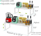Adjustable Expanable Stackable Spice Rack Shelf Pantry Storage Organizer for Kitchen Cabinet,Countertop,Bathroom and More.Space is no Longer Limited(2Packs/White/Large)