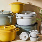 Staub Cast Iron 4-qt Round Cocotte - White Truffle, Made in France