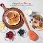 600ºF Heat Resistant Slotted Turner: U-Taste 13.6in Silicone Kitchen Spatula Flipper, 3.74in Wide Food Grade Flexible Thin Rubber Cooking Utensil for Egg, Pancake, Cookie in Nonstick Cookware (Orange)