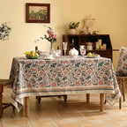 ISAENNE Designer Boho Floral Table Cloth for Rectangle Table,Linen Lotus Flower Pattern Colorful Tablecloth,Durable Decor Tablecloths for Dining Thanksgiving Kitchen Christmas,55"*79"-Hazel A