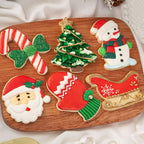Flycalf Christmas Cookie Cutters Xmas Tree Shapes with Plunger Stamps Holiday PLA Baking Accessories Cutter Molds Gifts Decorative Party 3" Kitchen Cake Supplies