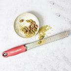 Premium Classic Series Zester - Lipstick Pink | Lemon Zester tool, Hard Cheese & Vegetable Grater | For Citrus, Parmesan Cheese, Garlic, Ginger, Nutmeg | Fine Stainless Steel Blade, Made in USA