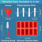 Silicone Popsicle Molds 10-cavity, DIY Ice Pop Mold for Kids Adult Teens, BPA Free Ice Cream Molds for Party Yogurt Juice Smoothies Sticks