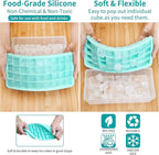 Silicone Ice Cube Tray with Leak-Proof Lid & Storage Bin for Freezer – BPA-Free 36-Piece Nugget Ice Molds, Spill-Resistant Cover & Ice Scoop Container Cover