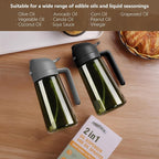 Olive Oil Dispenser and Oil Sprayer – 16oz/470ml Glass Light-Proof Oil Pourer for Kitchen, Air Fryer, Cooking, Salad, and BBQ