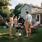 22.5-Inch Portable Charcoal Grill, Heavy Duty Kettle BBQ Smoker with Built-in Thermometer & Removable Water-Rinsable Ash Catcher for Outdoor Camping, Patio, Backyard, and Tailgating