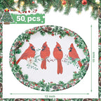 WDF 50Pack Christmas Paper Plates - 10" x 12" Oval Winter Paper Plates/Christmas Plates Disposable - Christmas Dinner Plates Disposable Platter Heavy Duty for Happy Christmas Serving Tray